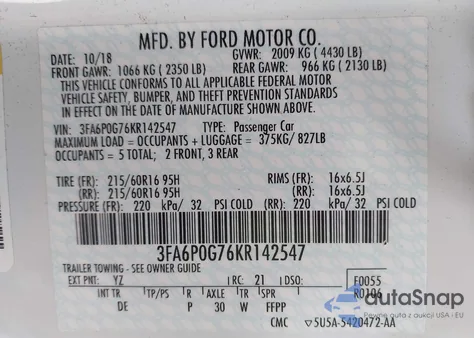 2019 Ford Fusion S from USA, damaged, VIN 3FA6P0G76KR142547